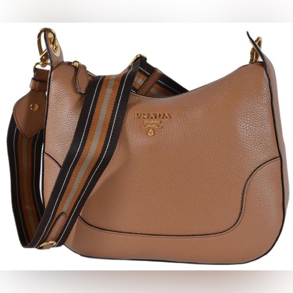 Prada Handbags - PRADA Vitello Daino Tan Leather
Shoulder Handbag